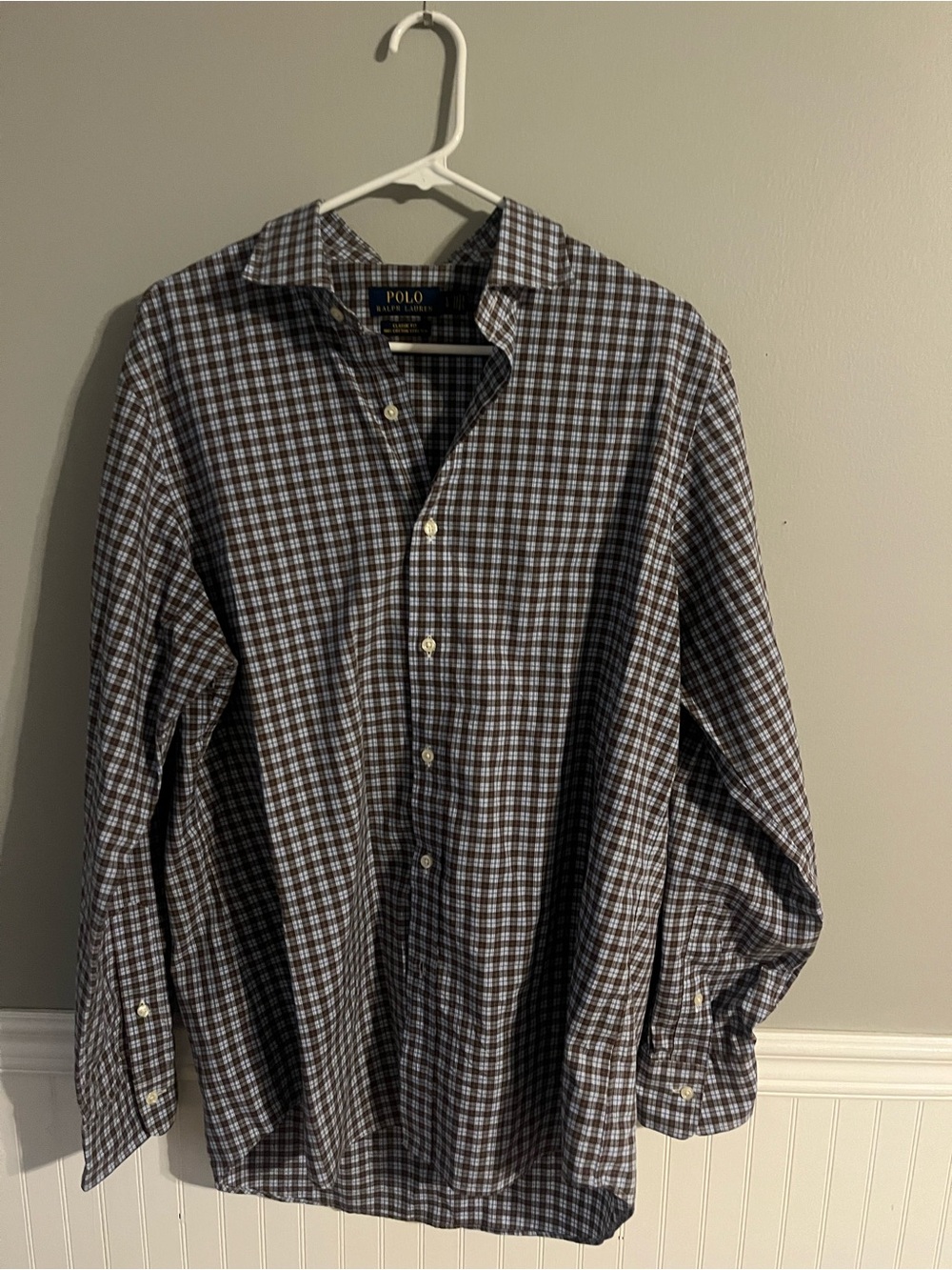 Ralph Lauren Brown and Blue Checked Button-Down Shirt